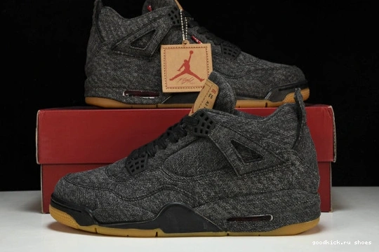 NRG - AO2571-001 AO2571-001 Air Black Levis Retro 4  Levis Denim Jordan 0209